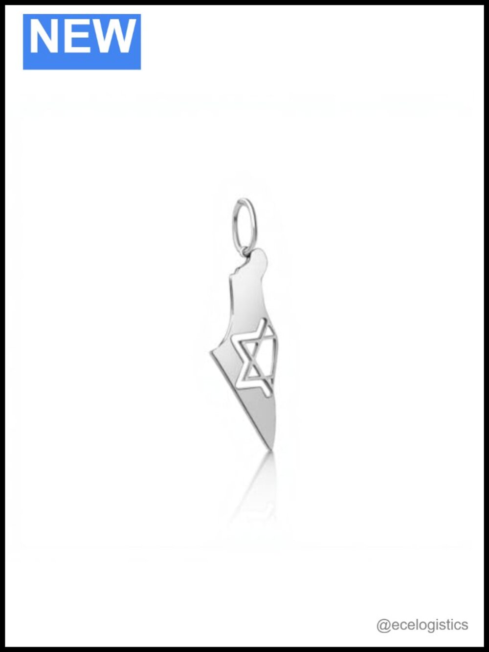 Sterling Silver 925 Israel Map Star of David Charm Pendant